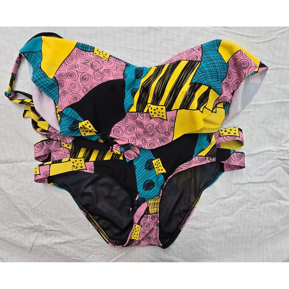 Disney Nightmare Before Christmas Sally Patchwork Bikini Set Large Two Piece